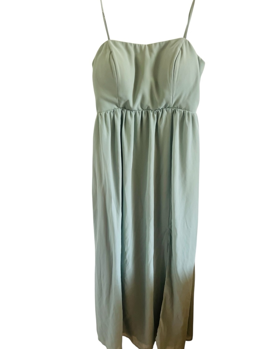 Birdy Grey Light Sage Chiffon Spaghetti Strap Formal Evening Dress